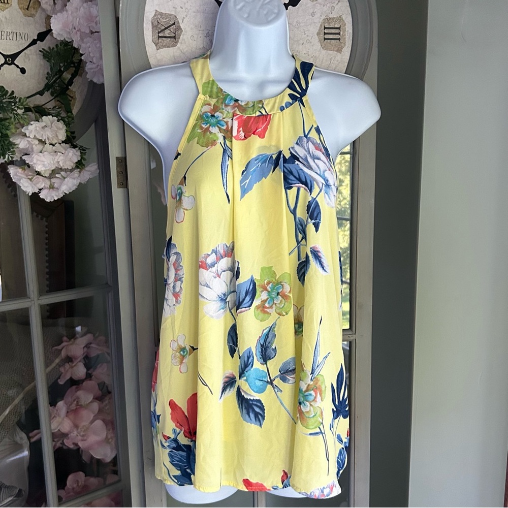Le Lis Yellow Floral Halter Blouse Size M